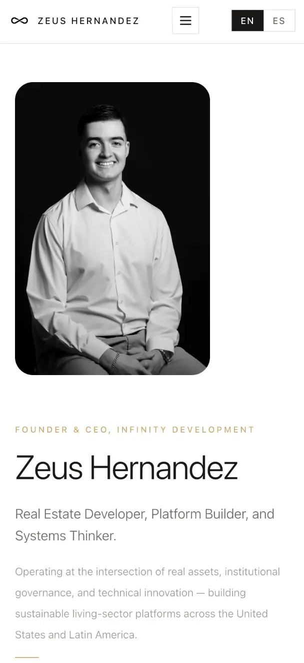 Zeus Development Portfolio mobile